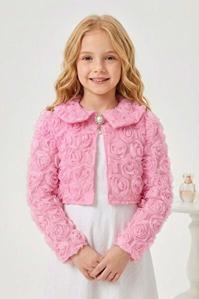 Mnk Baby&Kids Luvia Lase Detay Kız Çocuk Bolero M00812 PEMBE