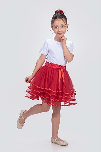 Mnk Baby&Kids Fusta tutu cu fundă cu dungi strălucitoare pentru fetiță M00781...