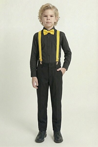 Mnk Baby&Kids Costum pentru băiat cu cămașă colorată M00788 NEGRU - GALBEN