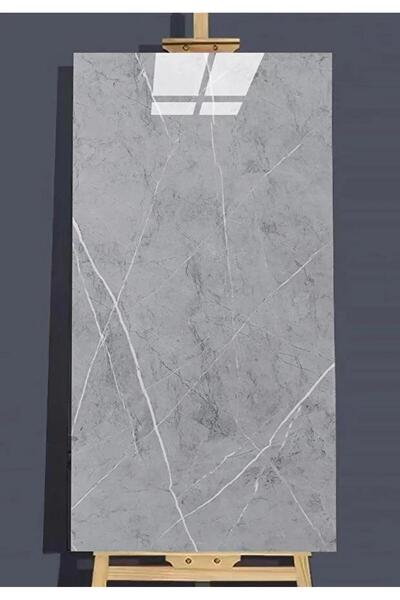 Renkli Duvarlar Kendinden Yapışkanlı 1 Adet 30x60cm Gri Mermer Desenli Esnek ...