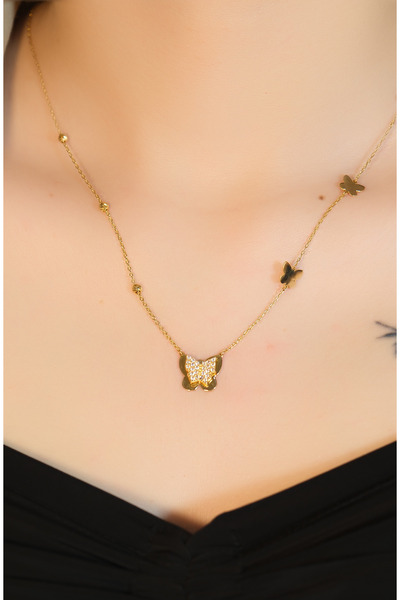 güneyler altın DORİKALI KELEBEK KOLYE 22 AYAR A080786