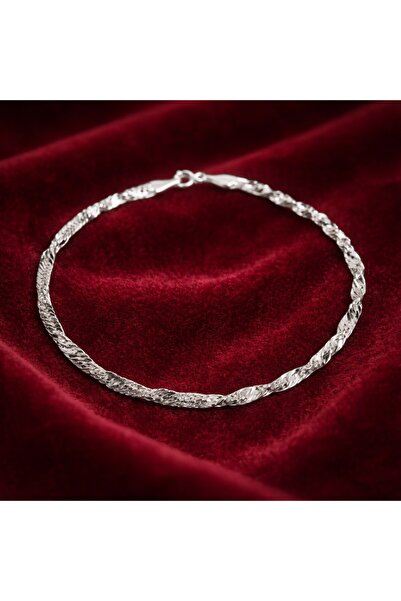 Flippy Ουνισέξ Ασημένιο Βραχιόλι 925, Jolie Silver, Στριφτό Σχέδιο, Υφή Διαμα...