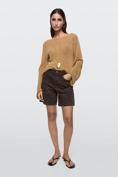 Massimo Dutti Orta bel denim şort