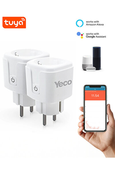 YECO SP-16 Akıllı Priz, Wi-Fi Uyumlu, Telefonla Kontrol, 16A Akım Koruma, Ene...