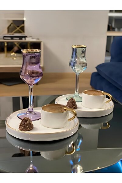 CARMEN SOFT paris Respiro Özel Seri 6’lı Sunum Tabaklı Kahve Fincan Takımı