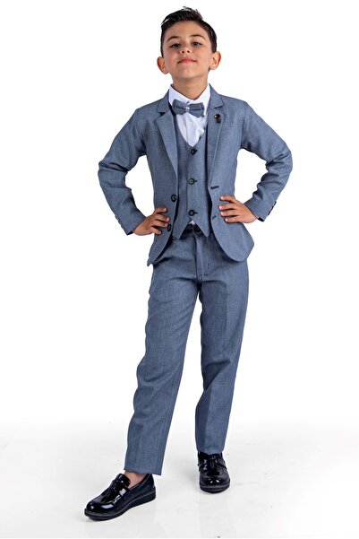 Mnk Baby&Kids بدلة العريس مع بروش وسترة وقميص طقم فيست قطعة MNK0511 رمادي