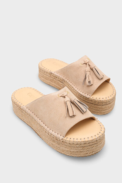 Capone Outfitters Papuci de damă Karon din piele naturală, cu talpă espadrill...