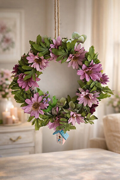 esdekor Kapı Süs Kapı Önü Aksesuar Ev Dekorasyon Çelenk 25cm Doğal Dal Çember...