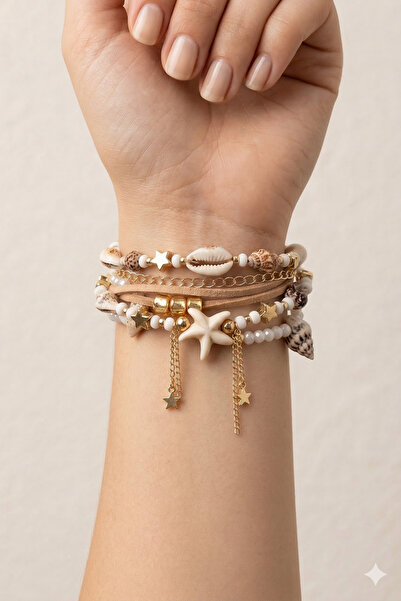 PETEK AKSESUAR ETNİK BOHEM ÇOKLU BİLEKLİK DOĞALTAŞ