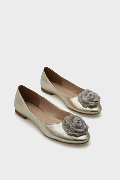 Capone Outfitters Round Toe Stoned Floral Women's Ballerinas