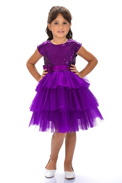 Mnk Girl's Sequin Tulle Party Dress Purple