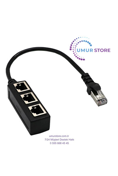 Herz RJ45 Y Splitter Adaptörü 1 Ila 3 Port Cat 5 / Cat 6 Lan Ethernet Soket