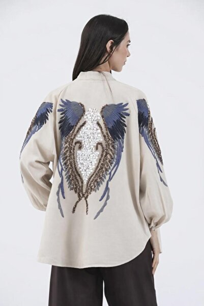 Dadali Kadın İşlemeli Taşlı Pamuk Mevsimlik Kimono