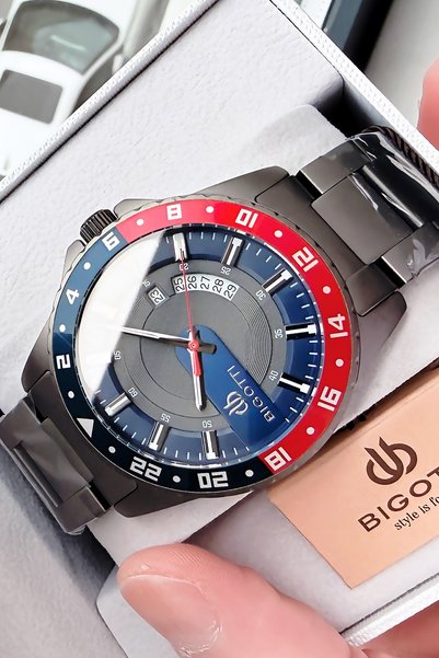 Bigotti Special Boxed Stylish Gift Original Men's Wristwatch 5 Atm Waterproof Smoked Color Bme2001C3