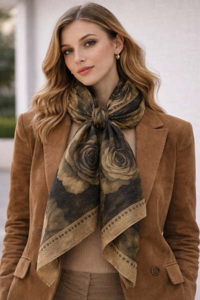 KRAFTELLA Desenli Bambu Kırınkıl Şal- Batik Desen Bambu Eşarp Şal-Terra Soft ...