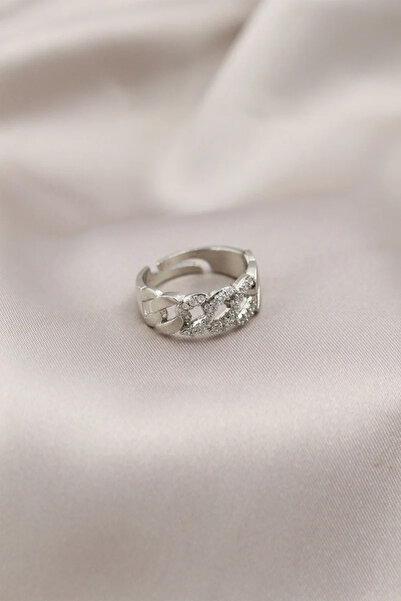 Skygo Silver Color Metal Chain Model Stoned Women's Ring - TJ-BYK2200