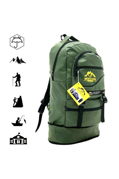 MONTANA 65 Litre Büyük Boy Su Geçirmez Körüklü Unisex Haki Seyahat Dağcı Kamp...
