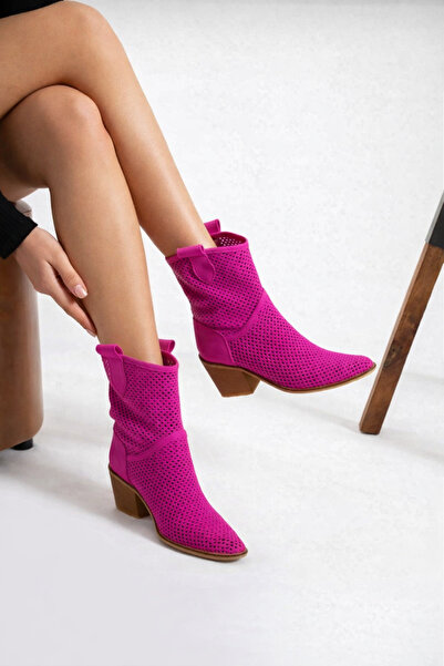 POTEEN Ptc Handy Women's Western Cowboy Beige Heeled Summer Short Boots