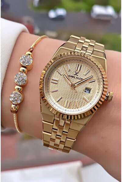 Daniel Klein ساعة يد نسائية ماركة ذهبية اللون - سوار