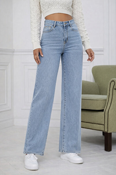 Esinty Trendy Women's High Waist Wide Leg Mom Jeans