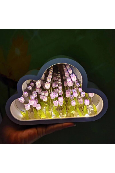 Skygo Bulut Tasarımlı Aynalı Lale Gece Lambası