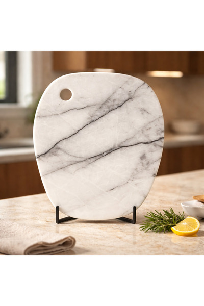 ISM Doğal mermer kesim Tahtası ,mermer sunum Tabağı 30*32 cm