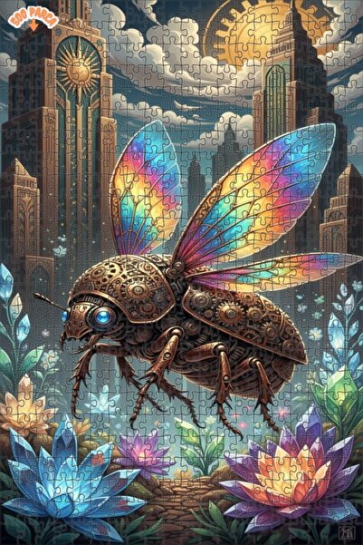 Esranın Dünyası Buhara Insect Crystal City Oil Painting Look Wooden Puzzle 50...