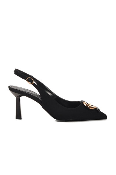 Aspor Black Satin Thin Heeled Women's Evening Dress Shoes
