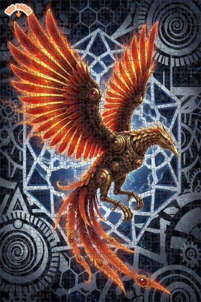 Esranın Dünyası Flame Mechanical Phoenix Double-Layer Framed Wooden Puzzle 50...