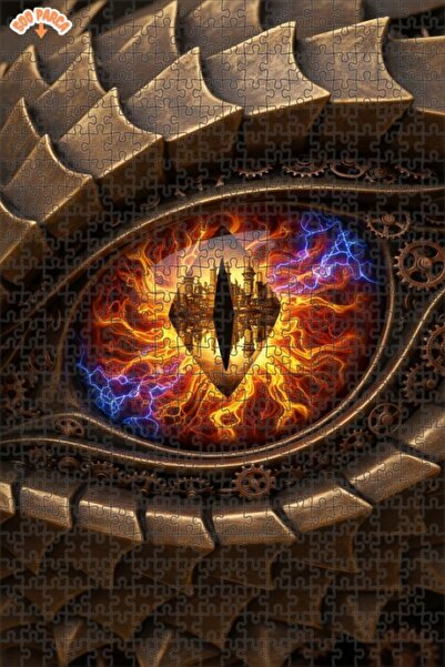 Esranın Dünyası Dragon Eye Steampunk Art Double-Layer Framed Wooden Puzzle 50...