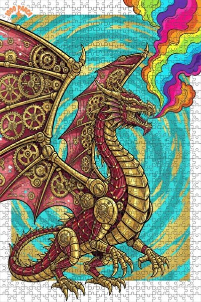 Esranın Dünyası لغز خشبي بإطار مزدوج الطبقات بتصميم ستيمبانك بمظهر لوحة زيتية...