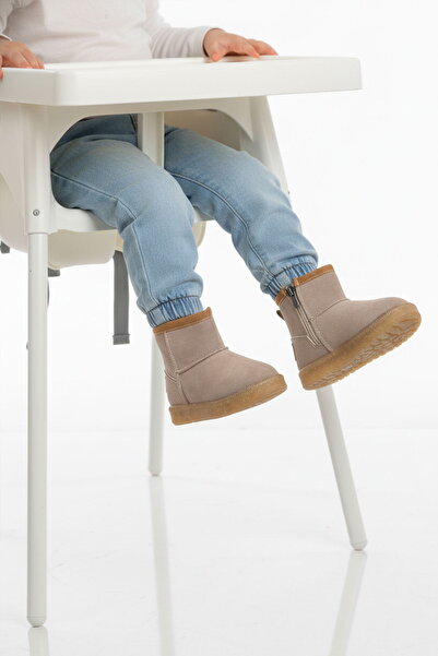Aspor Mink Fur-Lined Zippered Baby Girl Flat Boots
