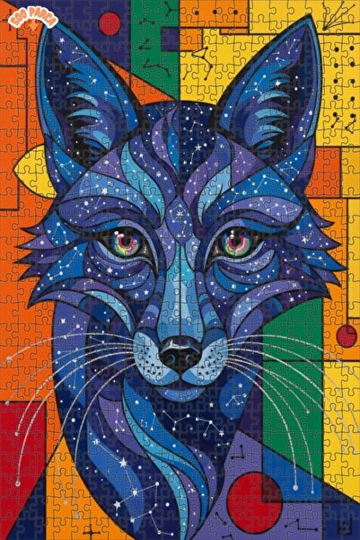 Esranın Dünyası Cosmic Fox Watercolor Art Double-Layer Framed Wooden Puzzle 5...