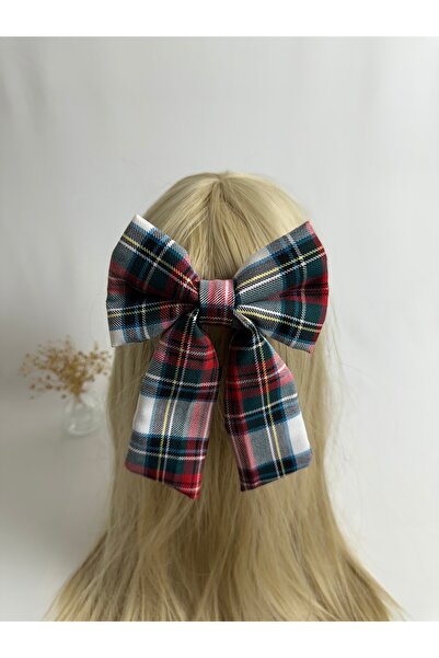 MegssStore Plaid bow automatic buckle