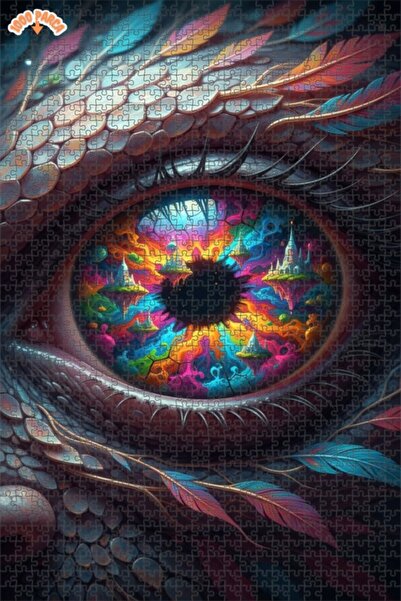 Esranın Dünyası The Enchanted World of the Eyes Double-Layer Framed Wooden Pu...