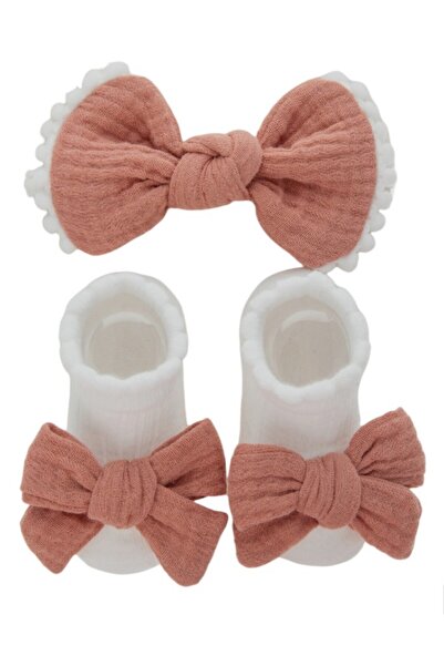 Bambimici - Anika Socks & Ribbon Bow Headband Set - Rust Orange