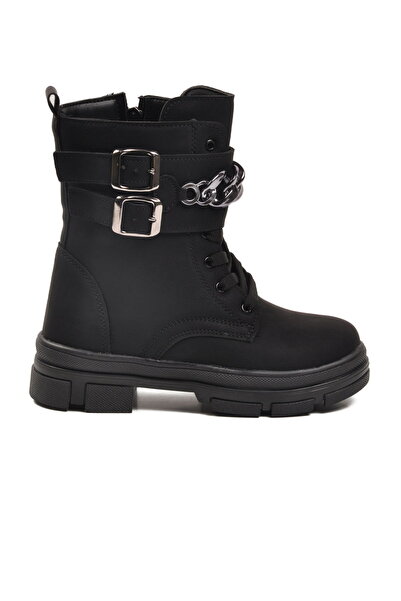 Aspor Black Fleece-Lined Girl's Flat Boots