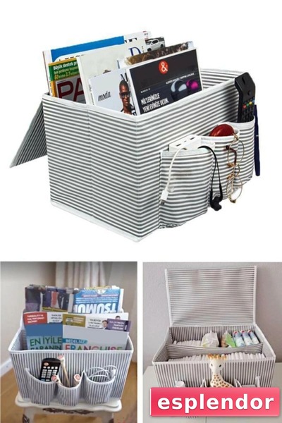 esplendor Useful Bedside Organizer Multi-Purpose Organizer Storage Box 02030