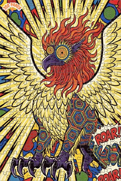 Esranın Dünyası Comic Style Creature Patterned Double-Layer Framed Wooden Puz...