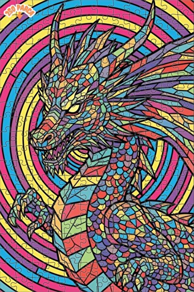 Esranın Dünyası Colorful Mosaic Dragon Art Double-Layer Framed Wooden Puzzle ...