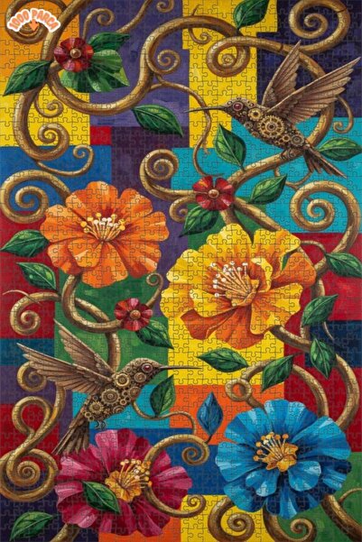 Esranın Dünyası Steam Powered Mechanical Swallows Colorful Flowers Double-Lay...