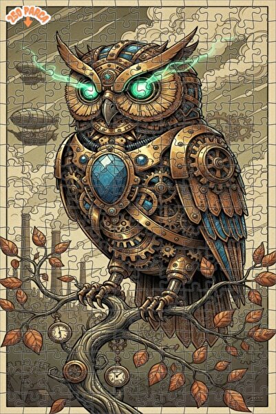 Esranın Dünyası Mechanical Owl Art Double Layer Framed Wooden Puzzle 250 Piec...