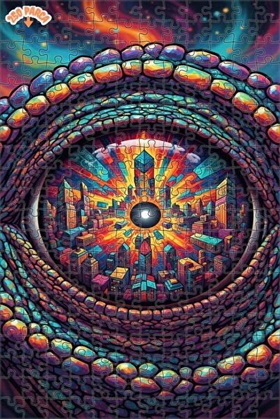 Esranın Dünyası Cosmic Eye City Oil Painting Lookalike Modern Art Double-Laye...