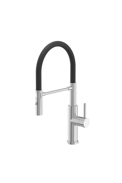 OEM Μπαταρία κουζίνας Andy, Μονό μοχλού, μαύρη - χρώμιο