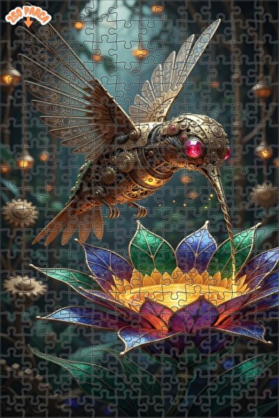 Esranın Dünyası Steam Powered Mechanical Hummingbird and Colorful Flower Oily...