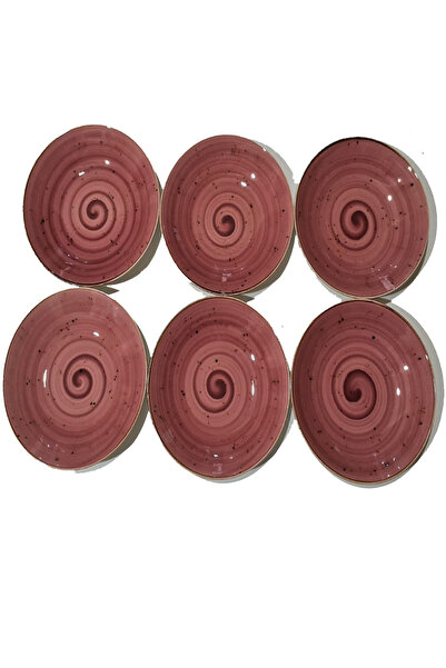 Tulu Porcelain 22 cm 6 Pieces Pink Colored Dinner Plates