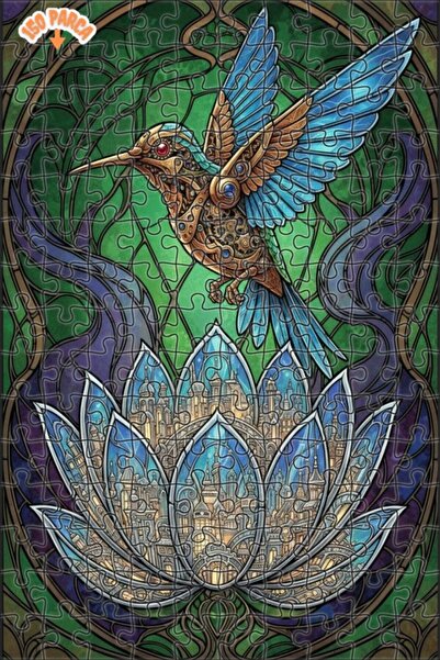 Esranın Dünyası Mechanical Hummingbird and City Baptism Flower Stained Glass ...