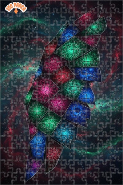 Esranın Dünyası Dynamic Cosmic Wing Patterned Oil Painting Look Wooden Puzzle...