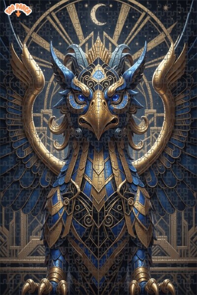 Esranın Dünyası Majestic Art Deco Griffin Double-Layer Framed Wooden Puzzle 5...