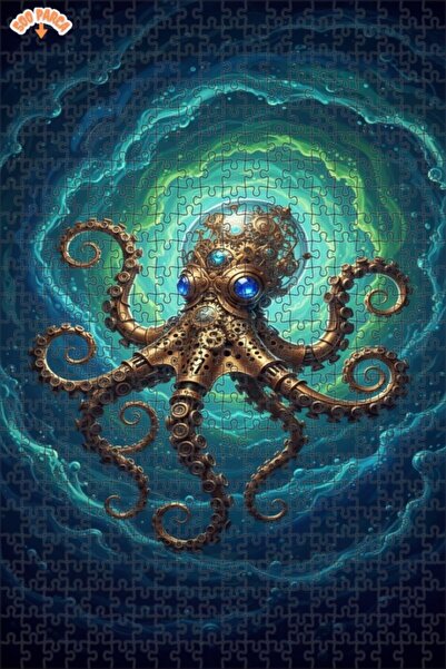 Esranın Dünyası Mechanical Sea Monster Oil Painting Lookalike Double-Layer Fr...